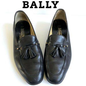 BALLY Vintage Classic Black Mens Loafer w Tassels Leather Switzerland Sz 10